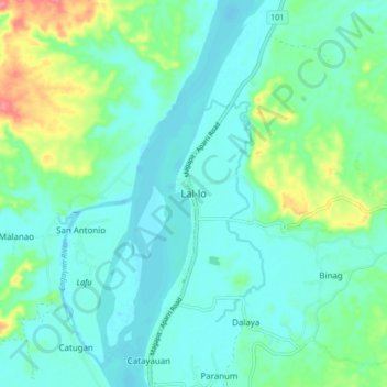 Topografisk karta Lal-lo, höjd, relief