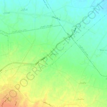 Topografisk karta سپردان, höjd, relief