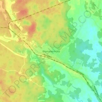 Topografisk karta Blomstermåla, höjd, relief