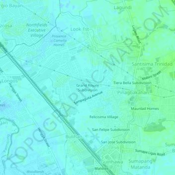 Topografisk karta Grand Royale Subdivision, höjd, relief