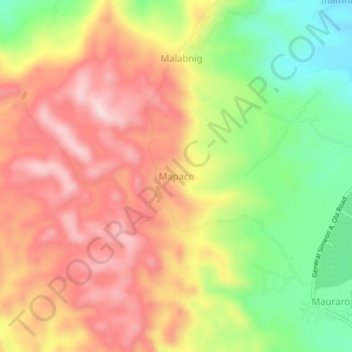 Topografisk karta Mapaco, höjd, relief
