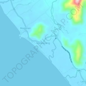 Topografisk karta Malatuneng, höjd, relief
