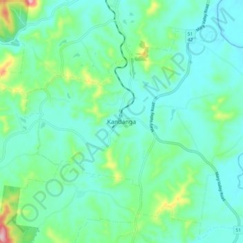 Topografisk karta Kandanga, höjd, relief