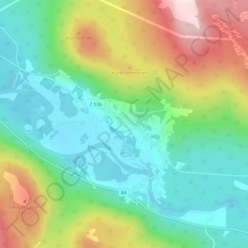 Topografisk karta Långå, höjd, relief