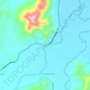 Topografisk karta Gabut, höjd, relief