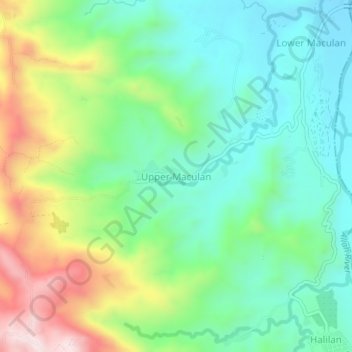 Topografisk karta Upper Maculan, höjd, relief