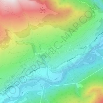 Topografisk karta Sent, höjd, relief