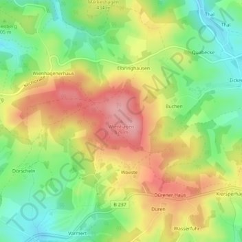 Topografisk karta Wienhagen, höjd, relief