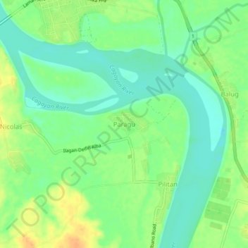 Topografisk karta Paragu, höjd, relief