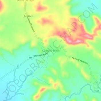 Topografisk karta Mabato-bato, höjd, relief