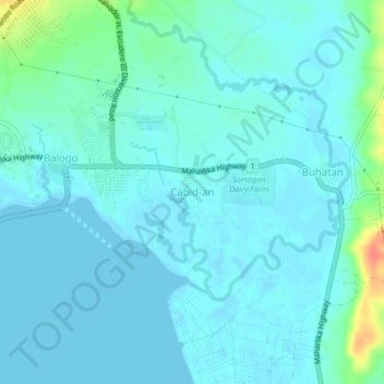 Topografisk karta Cabid-an, höjd, relief