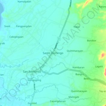 Topografisk karta Santo Domingo, höjd, relief