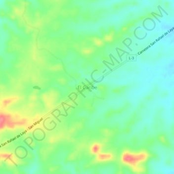 Topografisk karta El Caribe, höjd, relief