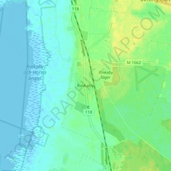 Topografisk karta Rinkaby, höjd, relief
