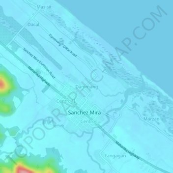 Topografisk karta Dammang, höjd, relief