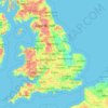 Topografisk karta England, höjd, relief