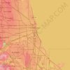 Topografisk karta Chicago, höjd, relief