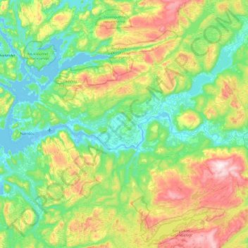 Topografisk karta Overhalla, höjd, relief