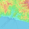 Topografisk karta Genua, höjd, relief