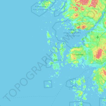 Topografisk karta Öckerö kommun, höjd, relief
