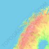Topografisk karta Nordnorge, höjd, relief