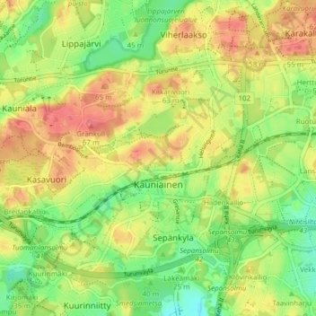Topografisk karta Grankulla, höjd, relief