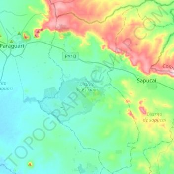 Topografisk karta Escobar-distriktet, höjd, relief