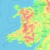 Topografisk karta Wales, höjd, relief