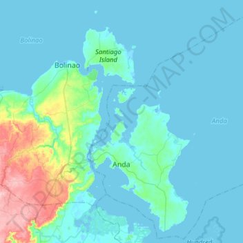 Topografisk karta Anda, höjd, relief