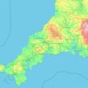 Topografisk karta Cornwall, höjd, relief