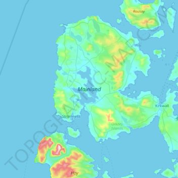 Topografisk karta Mainland, höjd, relief