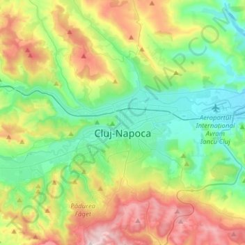 Topografisk karta Cluj-Napoca, höjd, relief