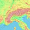 Topografisk karta Alps, höjd, relief
