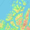 Topografisk karta Tromsø, höjd, relief
