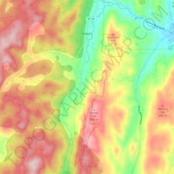 Topografisk karta Athens, höjd, relief