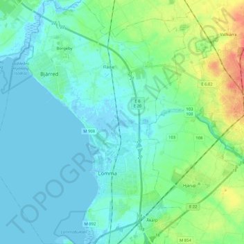 Topografisk karta Lomma kommun, höjd, relief