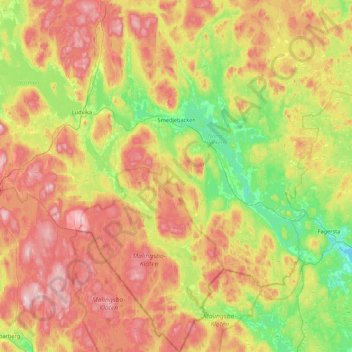 Topografisk karta Smedjebackens kommun, höjd, relief