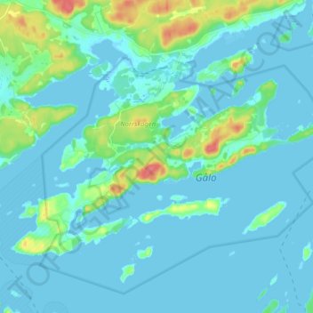 Topografisk karta Gålö, höjd, relief