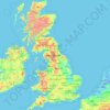 Topografisk karta Storbritannien, höjd, relief