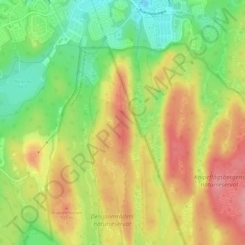 Topografisk karta Stora Getryggen, höjd, relief