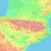 Topografisk karta Pyrenéerna, höjd, relief