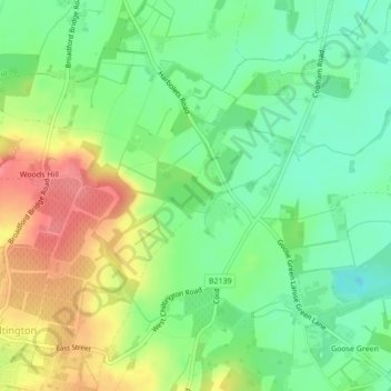 Topografisk karta Great Danhill Wood, höjd, relief